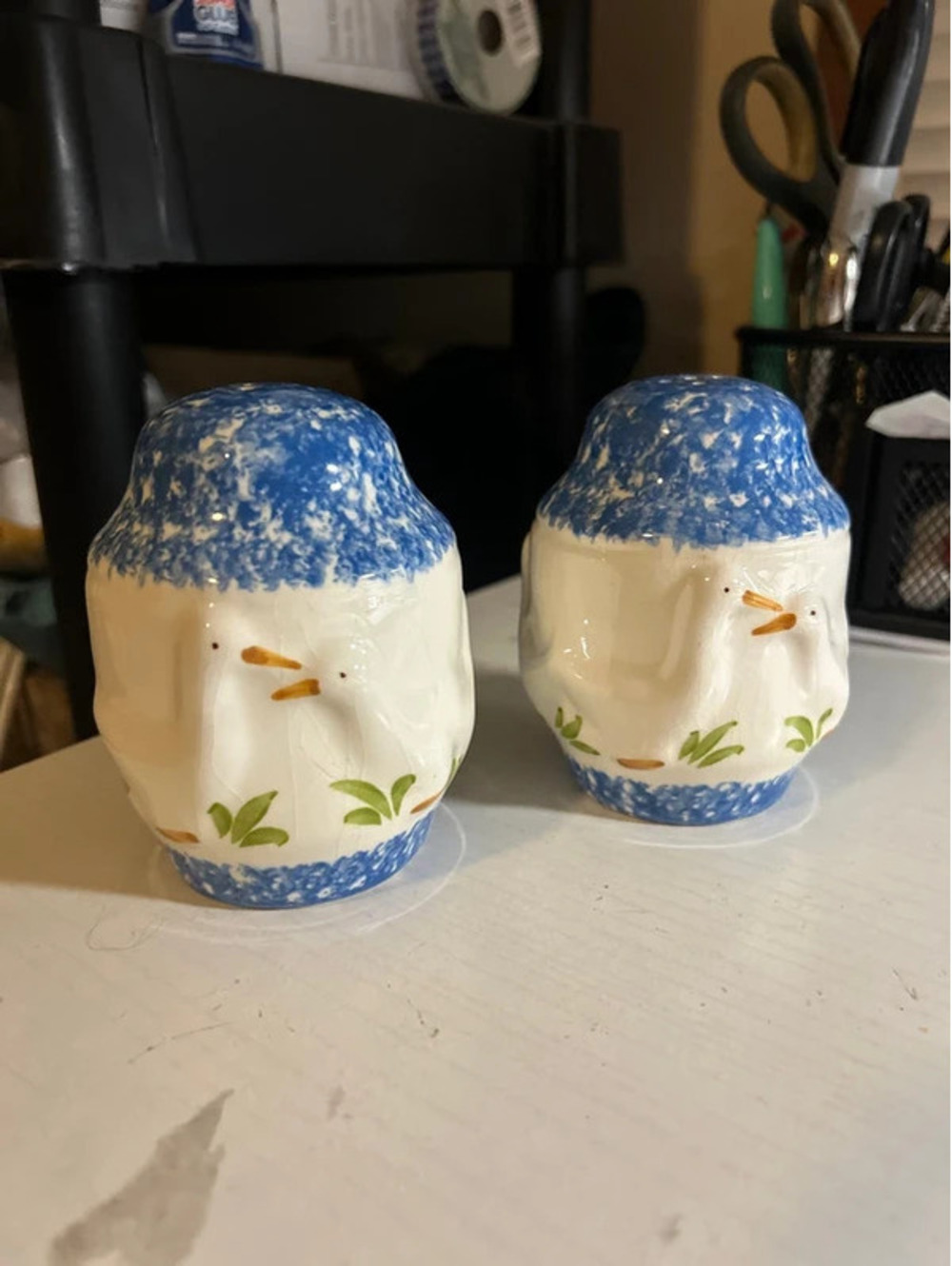 Stippled duck salt and pepper shakers